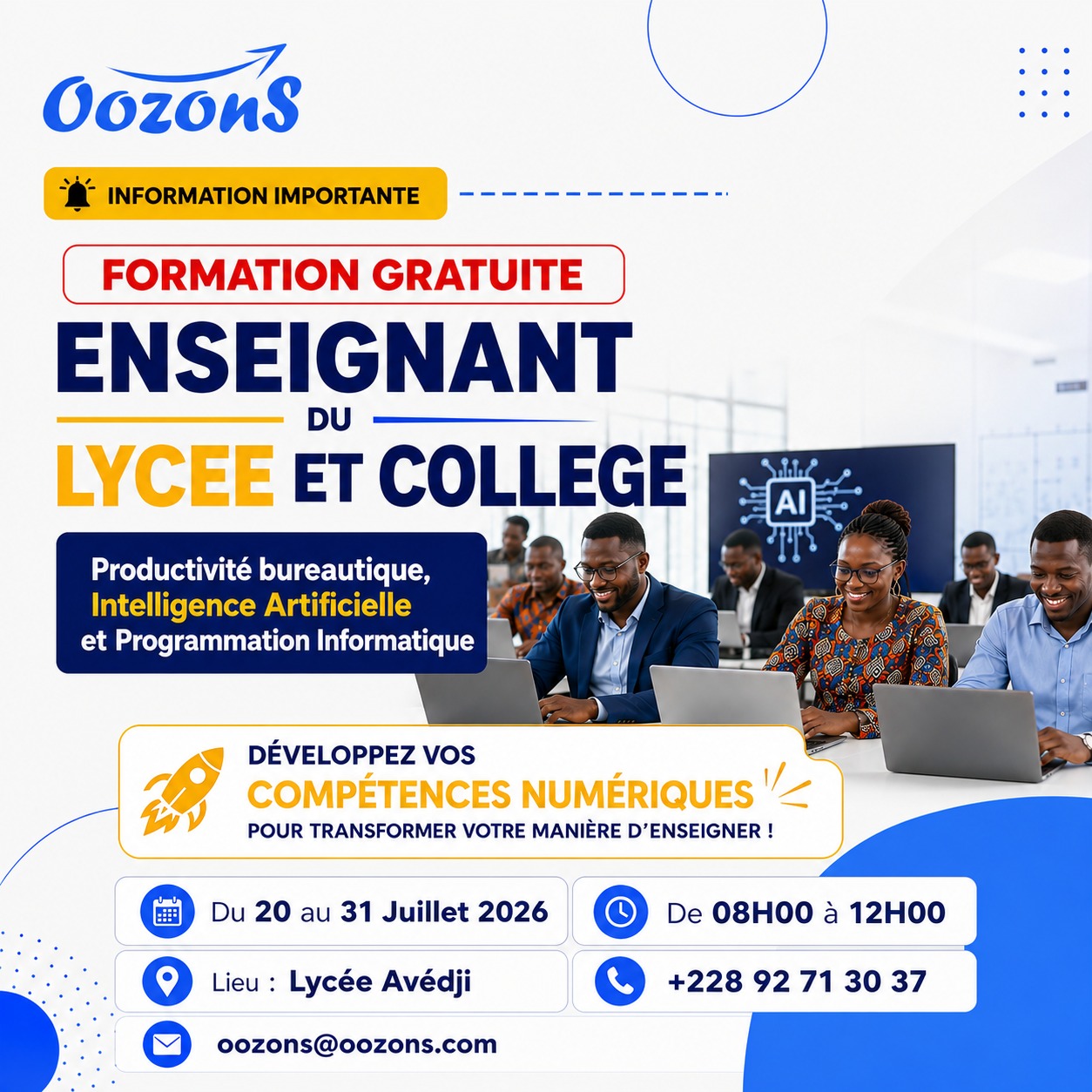 Formation en Productivité bureautique, Intelligence Artificielle et Programmation
